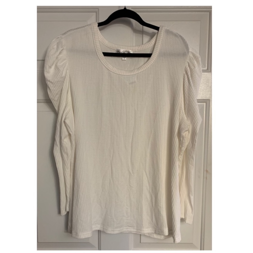 🦋 STEM & VINE Ivory Top with Puffy Shoulders NWT 3X
